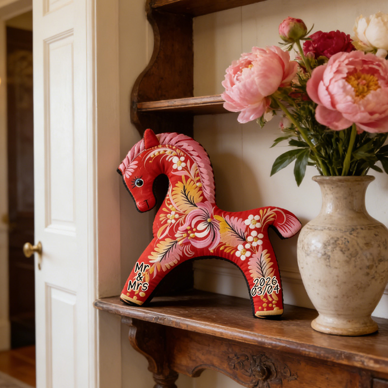 Personalized Graphic 3D Print Red Fairy Horse Cute Animal Decoration Pillow Floral for Equestrain Lovers