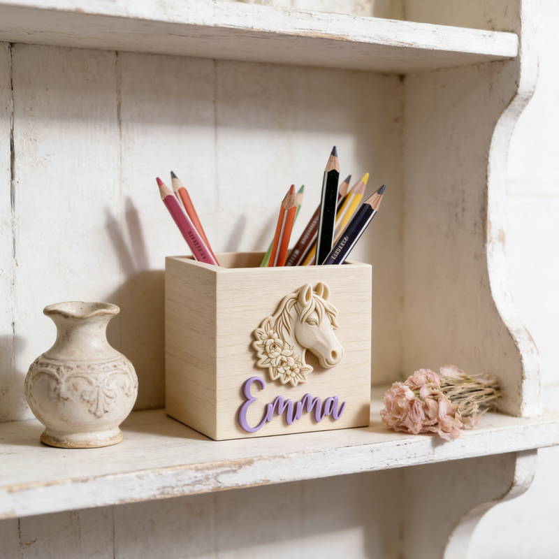 Personalized Horse Pencil Cup Pencil Holder Girl 3D Printed Gift for Equestrain Lovers