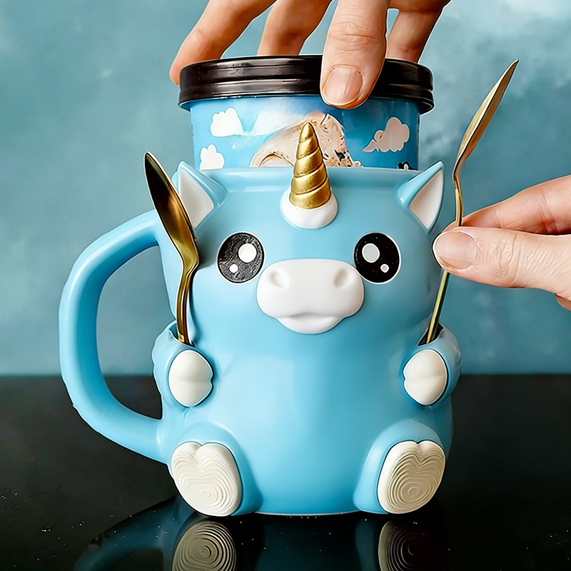 Dream Horse Ice Cream Pint Holder 3D Printed with Spoon Slots & Snack Drawer