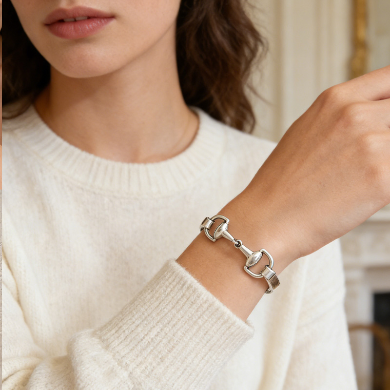 Personalized Inside Engraving Snaffle Bit Cuff Bracelet Silver Perfect Jewellery Gift for Equestrain Lovers