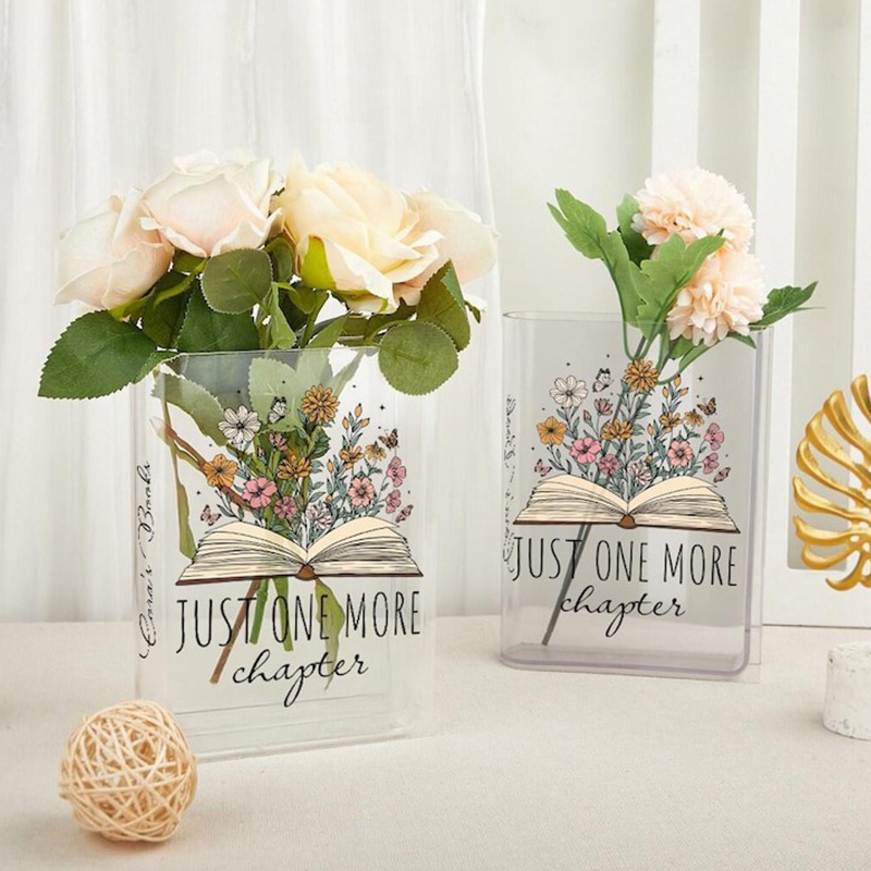 Personalized Acrylic Book Vase With Custom Name Gift for Book Lovers