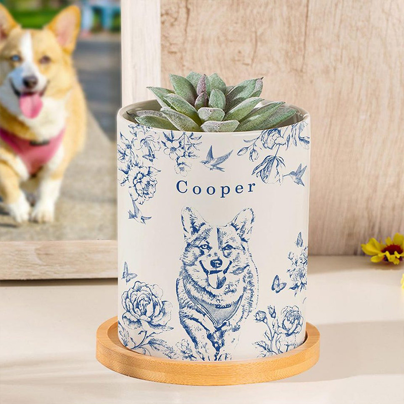 Personalized Pet Portrait Planter for Custom Photo,Pet Home Decor, Dog Memorial, Dog Remembrance Gift, Personalized Gift,Gift for Her