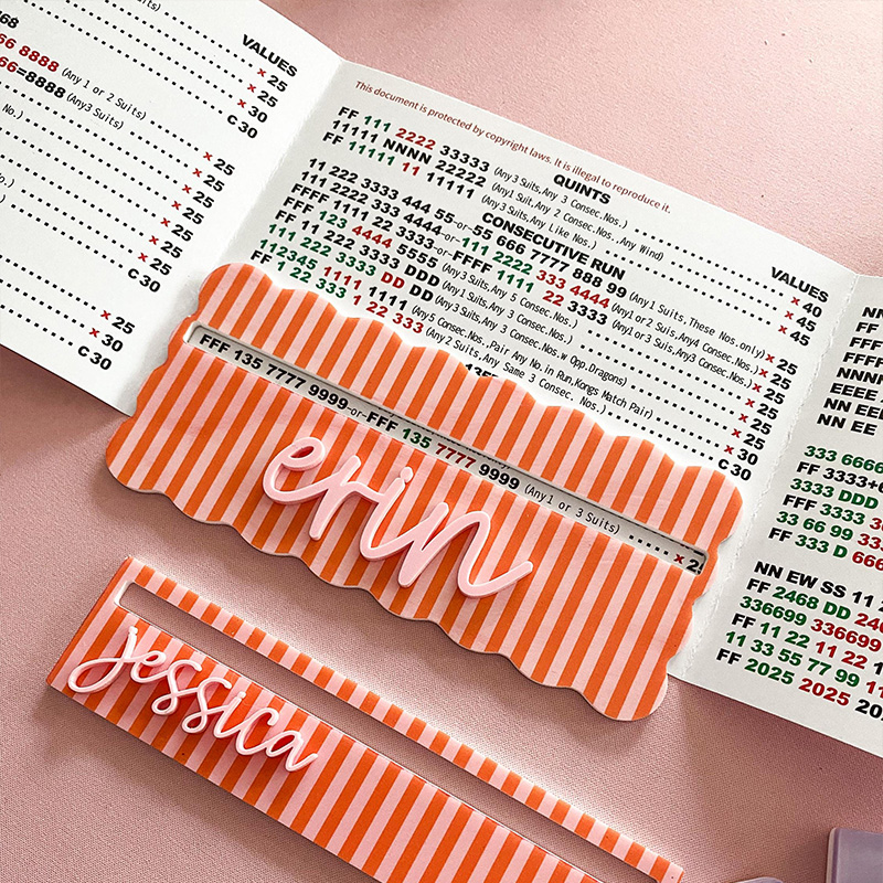 Personalized Striped Mahjong Row Finde,Floral Scallop Line Reader, Mahjong Gifts ,Mahjong Accessories,Mahjong Rule Helper