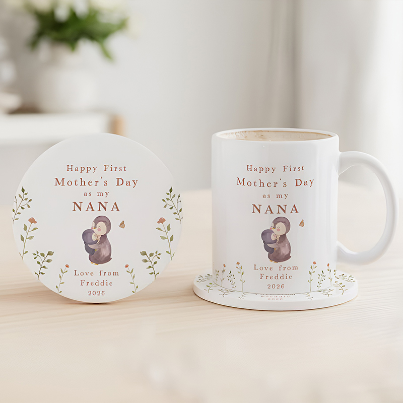 Personalized Mother's Day Ceramic Gift Set for New Nana Nanna Nannie Nanny Nan First Mothers Day Nana Mug & Coaster Gift