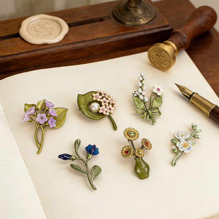 Personalized Bridesmaid flower brooch , Custom Groomsmen Flower Brooch, Wedding Brooch, Birthday Gift for Her