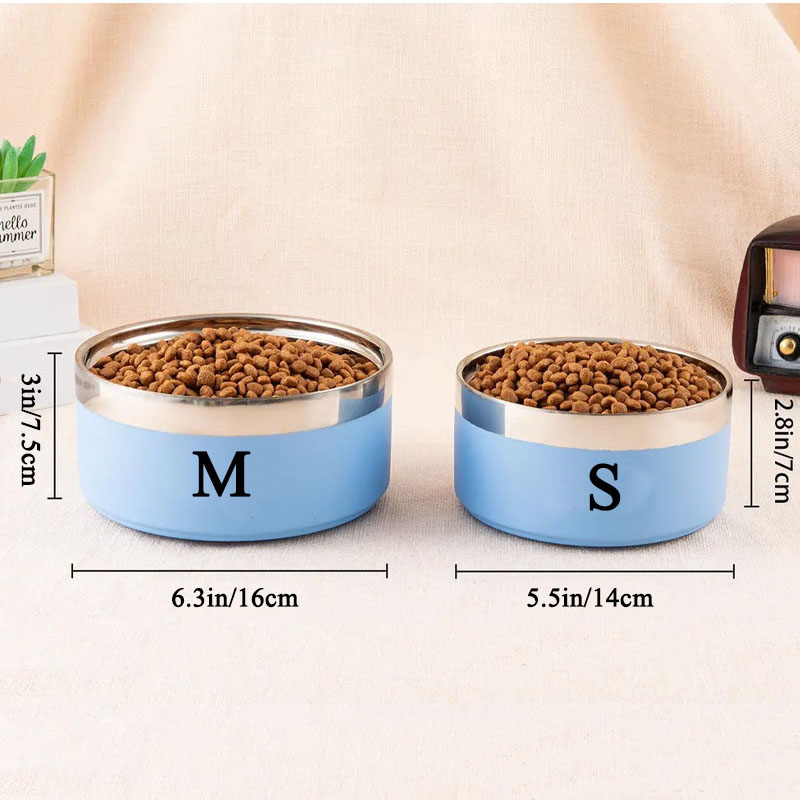 Personalized Pet Lover Stainless Steel Pet Bowl with Name Paw and Dones Pet Bowl