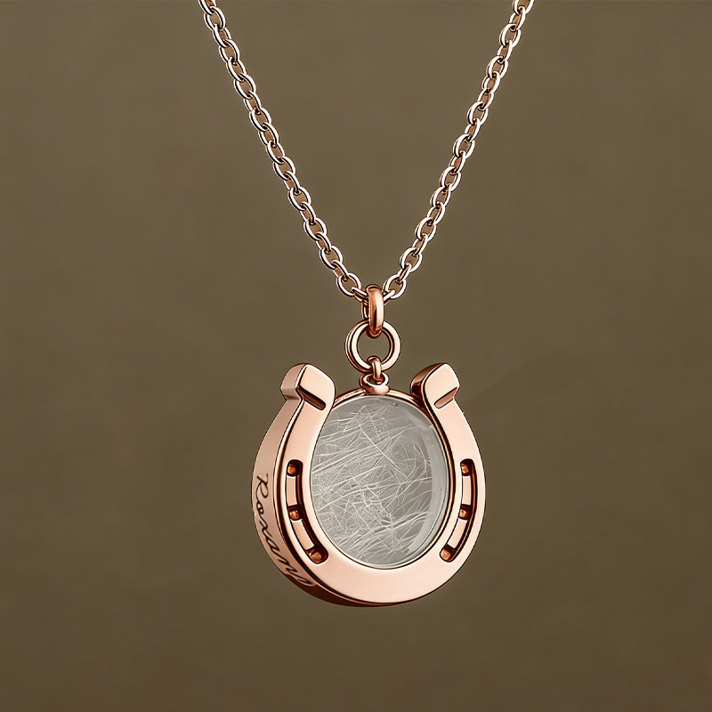 Personalized Horseshoe Keepsake Necklace Unique Handmade Jewelry Memorial Petloss Gift for Equestrain Lovers