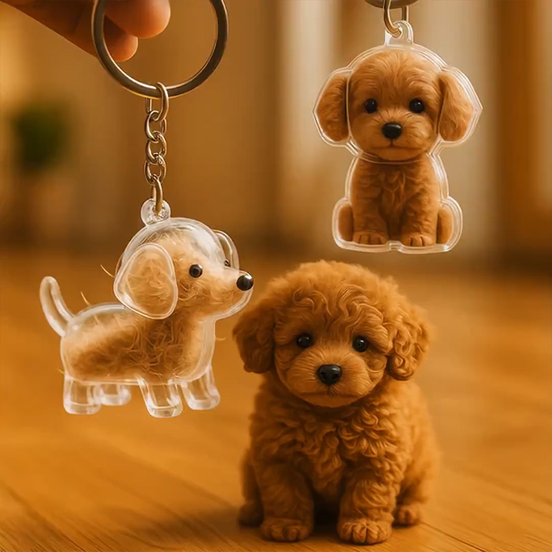 Personalized Pet Hair Keepsake Fur Storage Decoration Souvenir Keychain Pendant Pet Souvenir