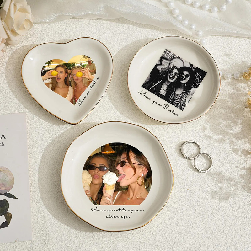 Personalised Photo Trinket Dish With Custom Jewelry Ring Dish, Wedding Gift, Bridesmaid Proposal, Trinket Tray for Best Friend, Bestie