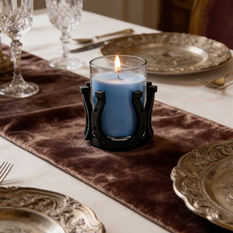 Personalized 3D Printed Horseshoe Candle Holder Rustic Farmhouse Decor Western Weddings Gift for Equestrain Lovers