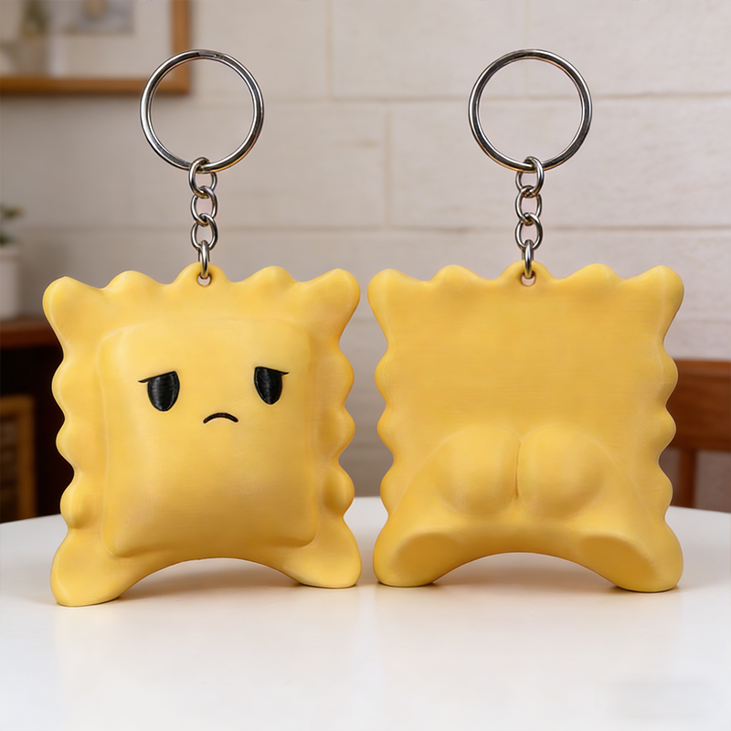 Personalized 3D Printed Cute Ravioli Guy with Butt Cheeks Small Perky-Bottomed Italian Dumpling Keychain Funny Keychain Gift For Her Him