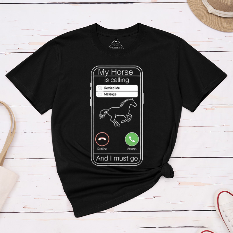 Personalized Funny My Horse is Calling Shirt Cowgirl Western Rodeo Riding Shirt Horse Trainer Dramatic Gelding Gift for Equestrian Lovers