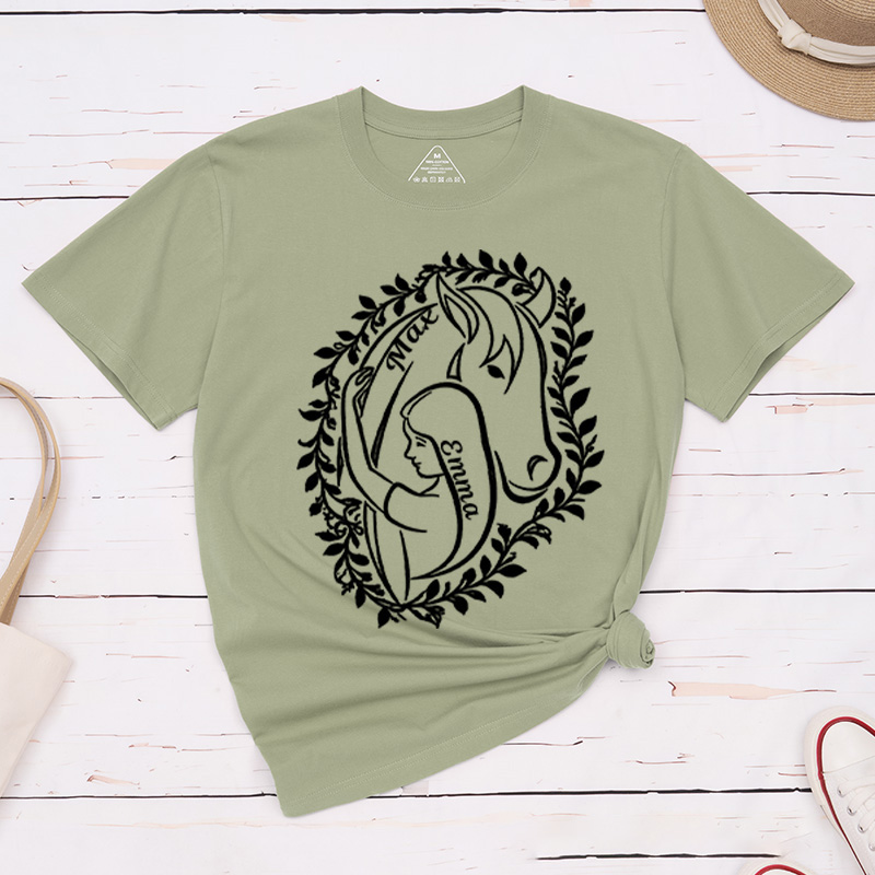 Personalized Horse Girl Shirt Horse Lover Glitter Gift for Equestrian Lovers