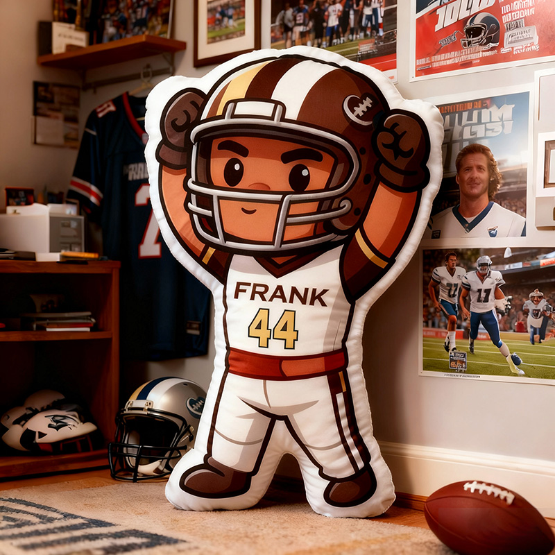 Personalized Football Hero Pillow with Custom Name and Number Design