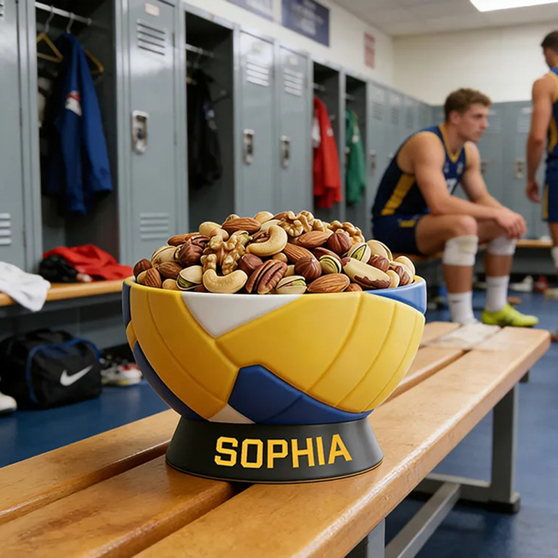Personalized 3D Printed Volleyball Snack Bowl with Custom Name Design for Volleyball Fans