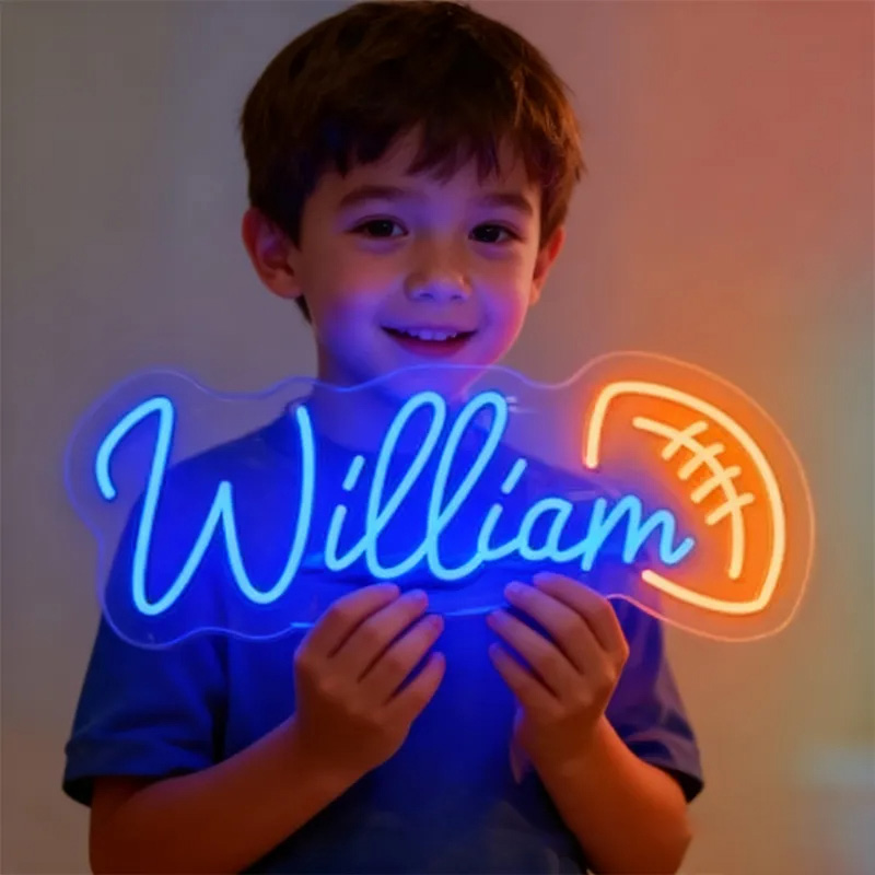 Personalized Football Neon Sign with Custom Name for Bedrooms or Game Rooms