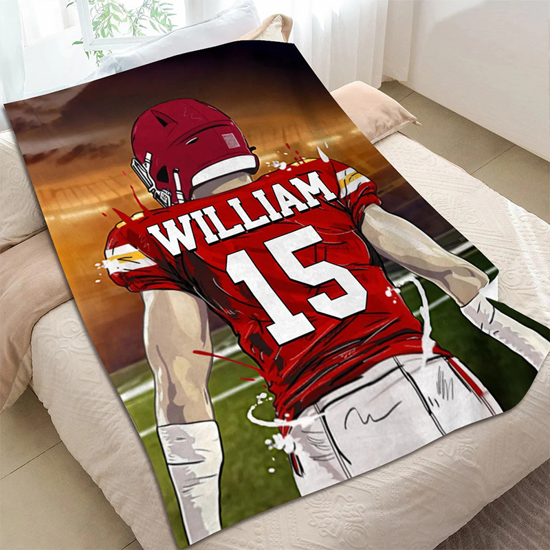 Personalized Football Player Blanket Custom Name & Number for Fans