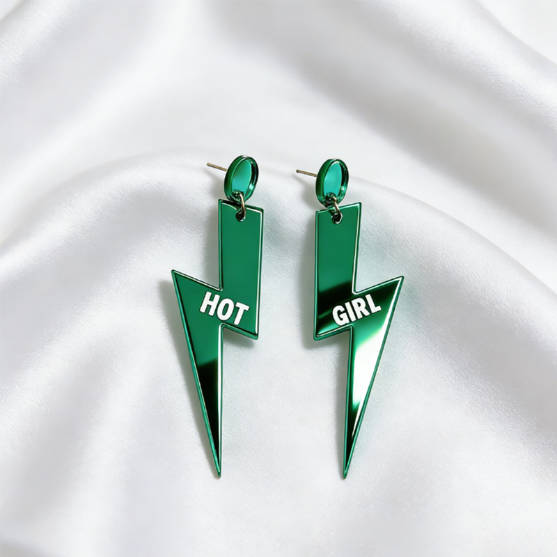 Personalized Multi-Color Lightning Bolt Earrings Edgy Statement Gift for Fashion Girls