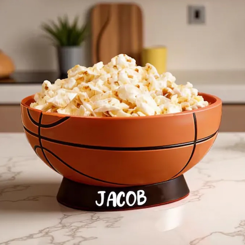Personalized Basketball Snack Bowl with Custom Name for Sports Fans
