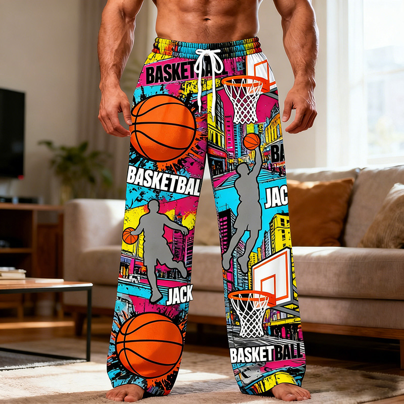 Personalized Basketball Themed Design Lounge Pants with Custom Name for Players and Enthusiasts