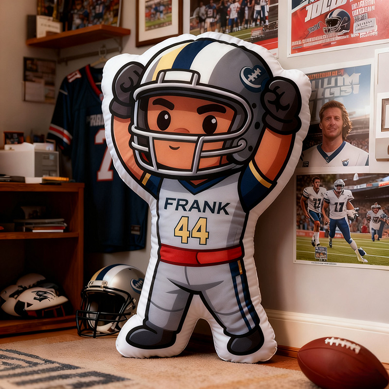 Personalized Football Hero Pillow with Custom Name and Number Design