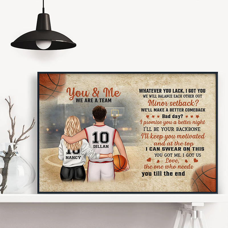 Personalized Basketball Couple Wall Hangings with Custom Names and Numbers Valentine's Day Gifts
