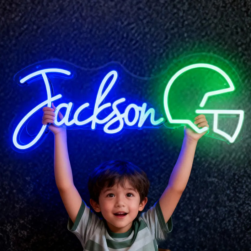 Personalized Football Neon Sign with Custom Name for Bedrooms or Game Rooms