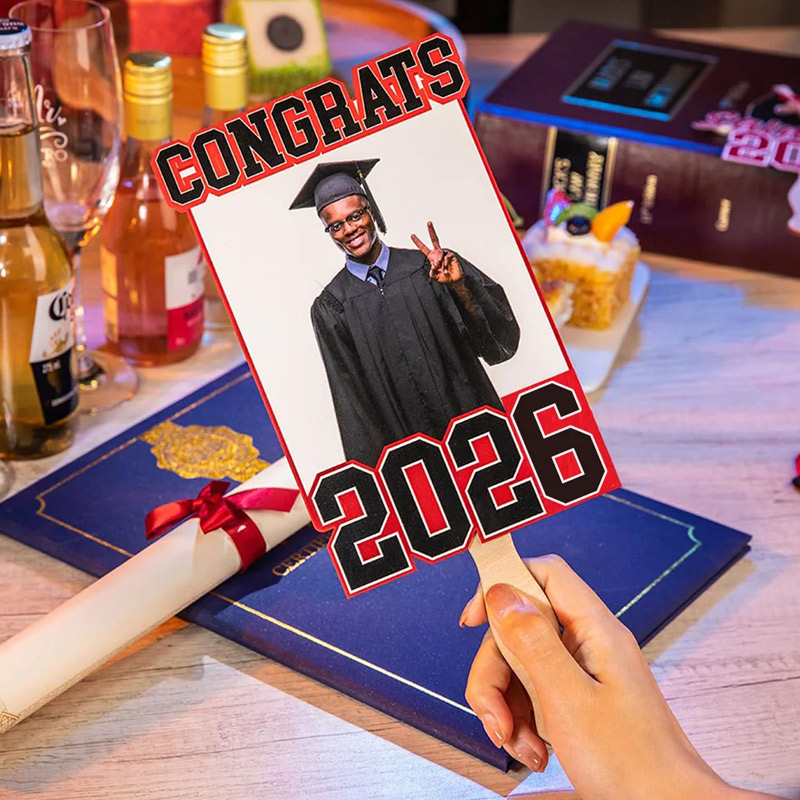 Personalized Graduation Handheld Photo Fans with Name Graduation Party Favors Gift for Class of 2026 Graduates