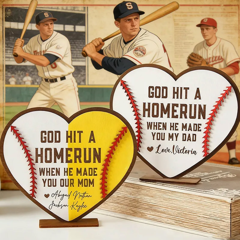 Personalized Baseball Softball Heart Plaque with Custom Text