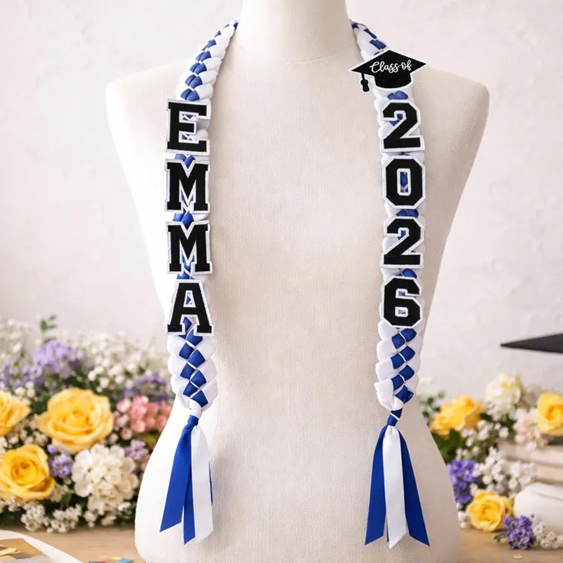 Personalized Braided Satin Ribbon Lei Keepsake Lei for Grad Custom Graduation Gift