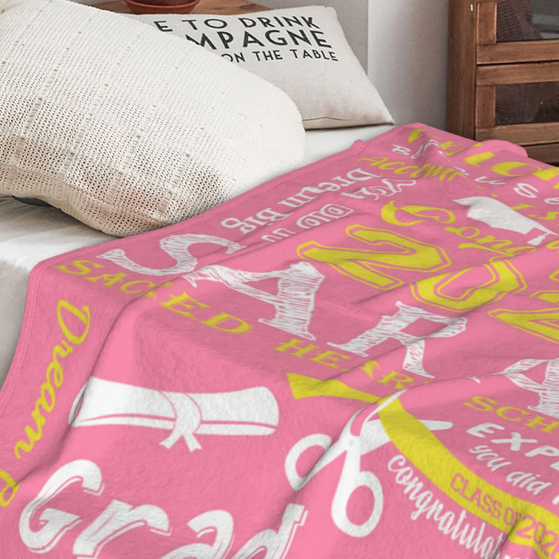 Personalized Graduation Inspiration Multicolor Soft Fleece Name Blanket with Year and School Name Class of 2026 Graduation Gift for Graduate