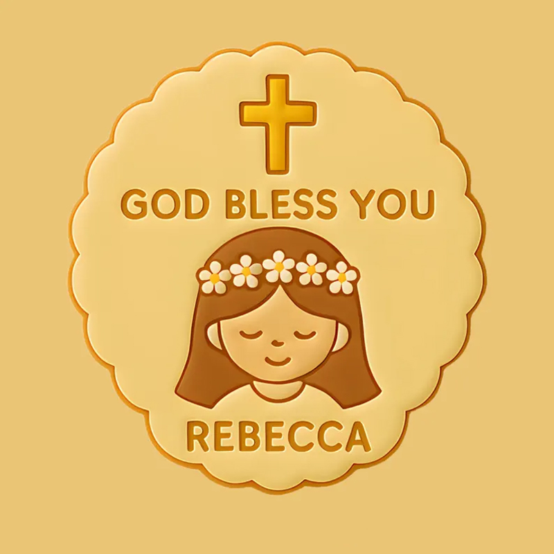 Personalized Christian Cookie Cutter Name Religious Blessing Communion Girl Custom Name Gift for Faith and Baptism