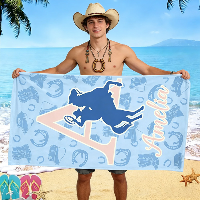 Personalized Equestrian Beach Towel Customized with Initials for Horseback Riding Lovers Gift for Equestrian Lovers
