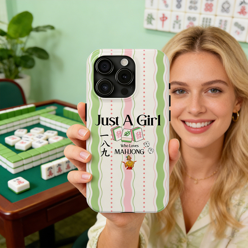 Mahjong Phone Case Just A Girl Who Loves Mahjong Retro Lucky Mahjong Tile Design for Mahjong Lovers