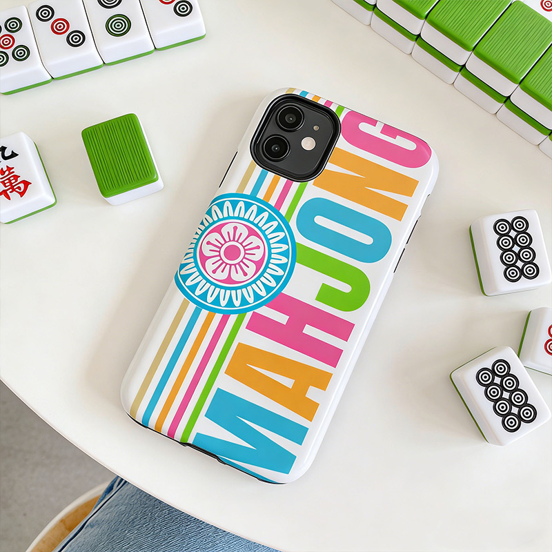 Mahjong Phone Case Bold Colorful Mahjong Phone Case Fun MAHJONG Tile Stripe Design Cover Gift for Mahjong Lovers