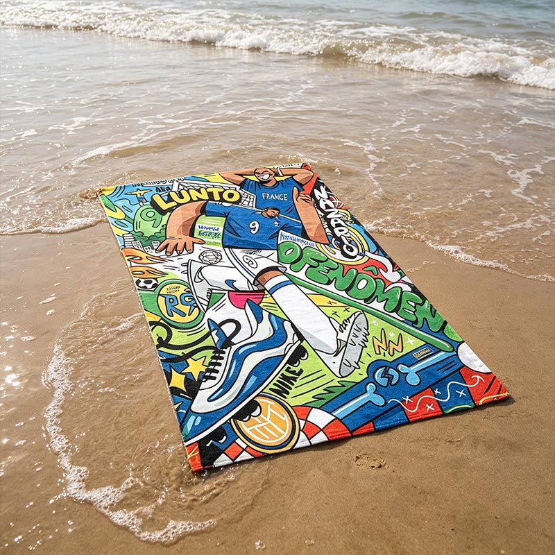 Personalized Football Graffiti Pop Art Style Beach Towel Custom Country Name Number for Soccer Fans
