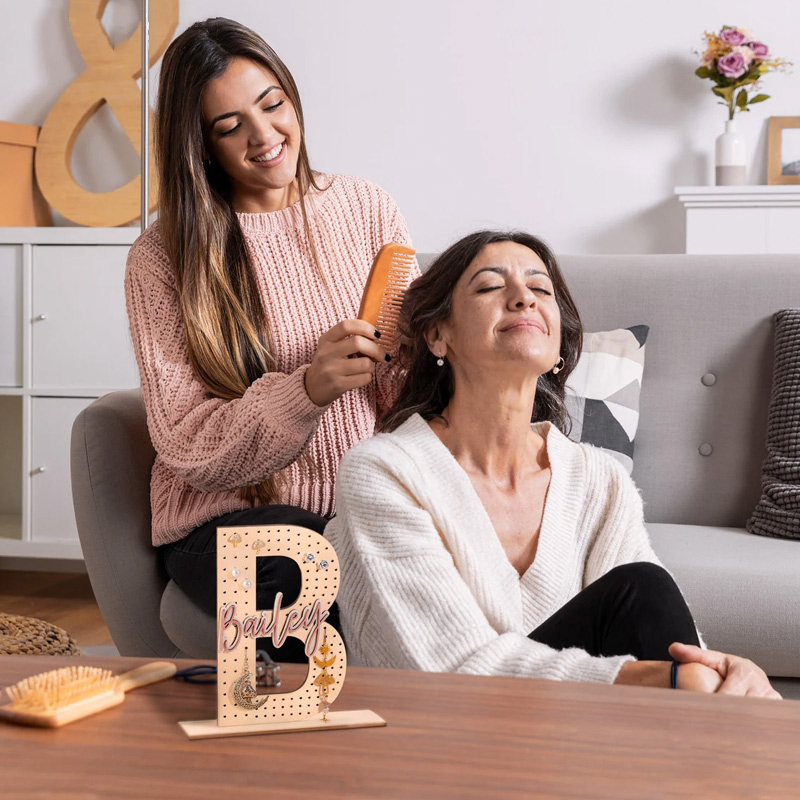Personalized Earring Holder Custom Earring Display Birthday Gift for Her Wood Jewelry Organizer Gifts for Mom