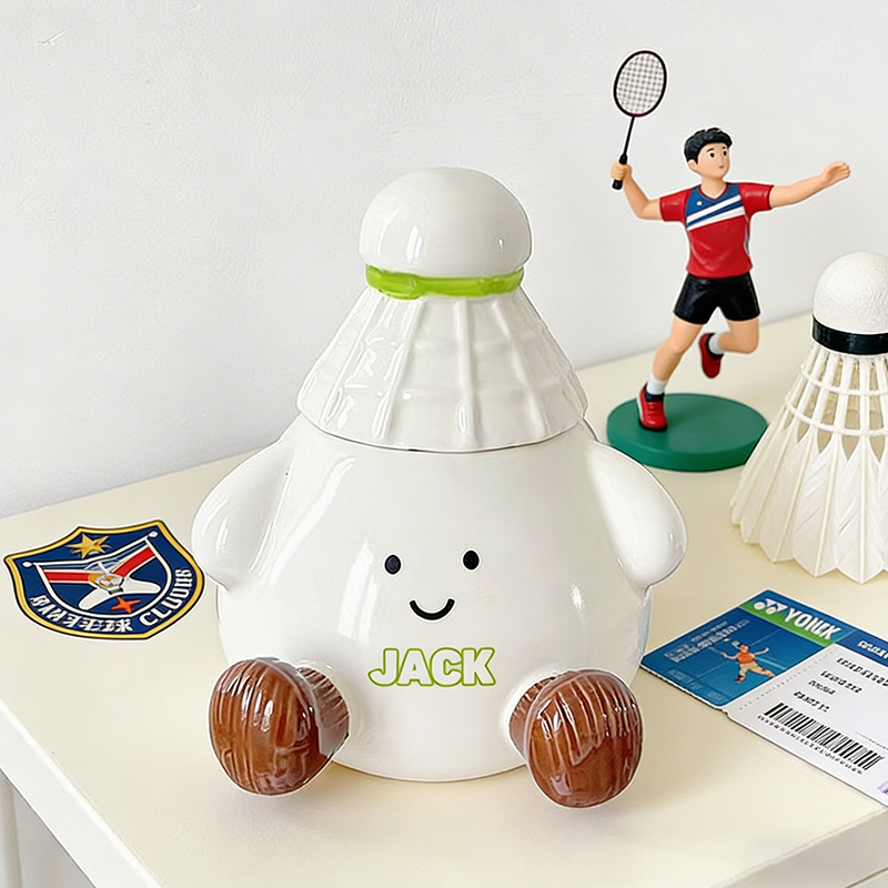 Personalized Badminton Mug Cute Badminton Coffee Cup with Custom Name Gift for Badminton Lovers