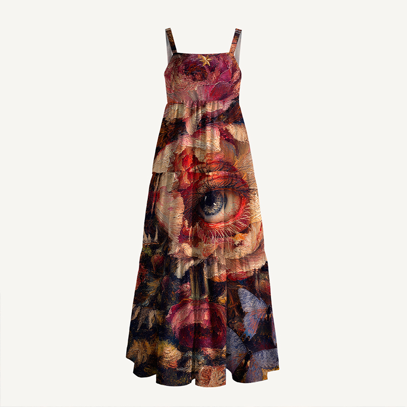 Oil Painting Surreal Eye Abstract Art Maxi Dress