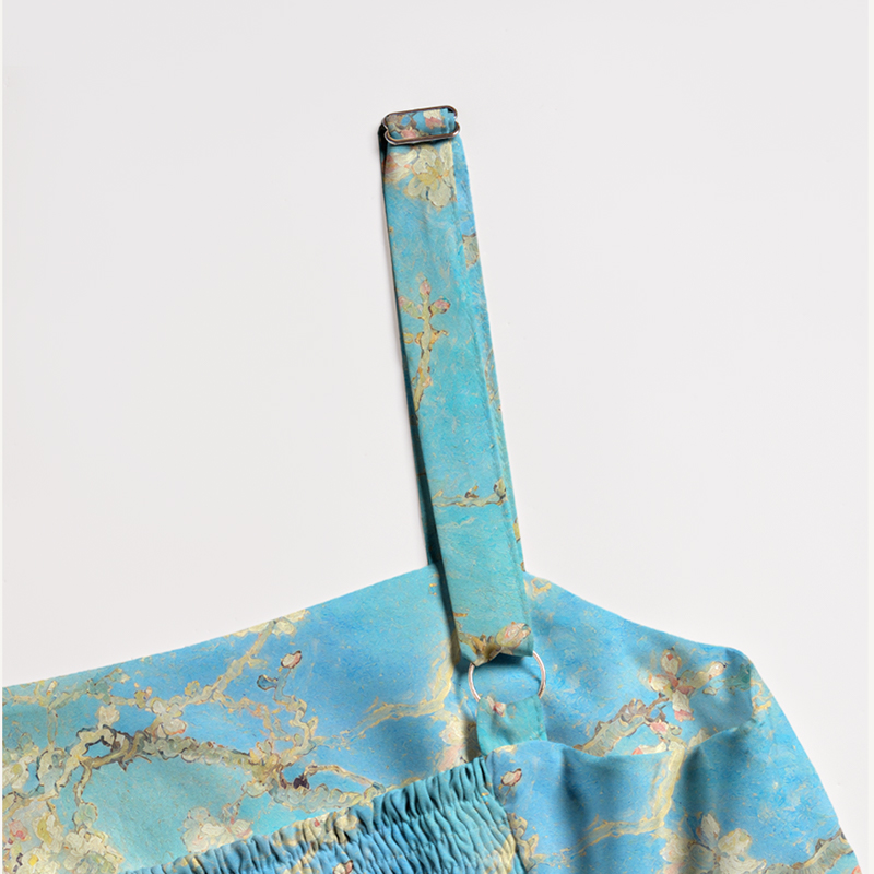 Oil Painting Almond Blossom Sky Blue Art Maxi Dress