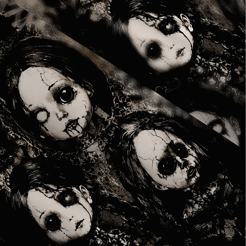Personalized Gothic Maxi Dress Cracked Horror Doll Print with Custom Name for Her