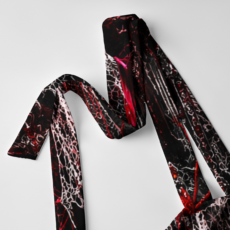 Gothic Maxi Dress Gothic Red Spider Web Rose Print Tie Shoulder Strap Flowy Maxi Dress