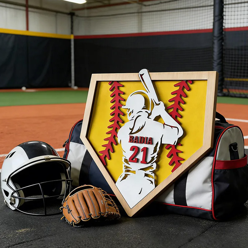 Personalized Softball Name Sign 3D Softball Plaque Gift for Softball Lovers Softball Girls