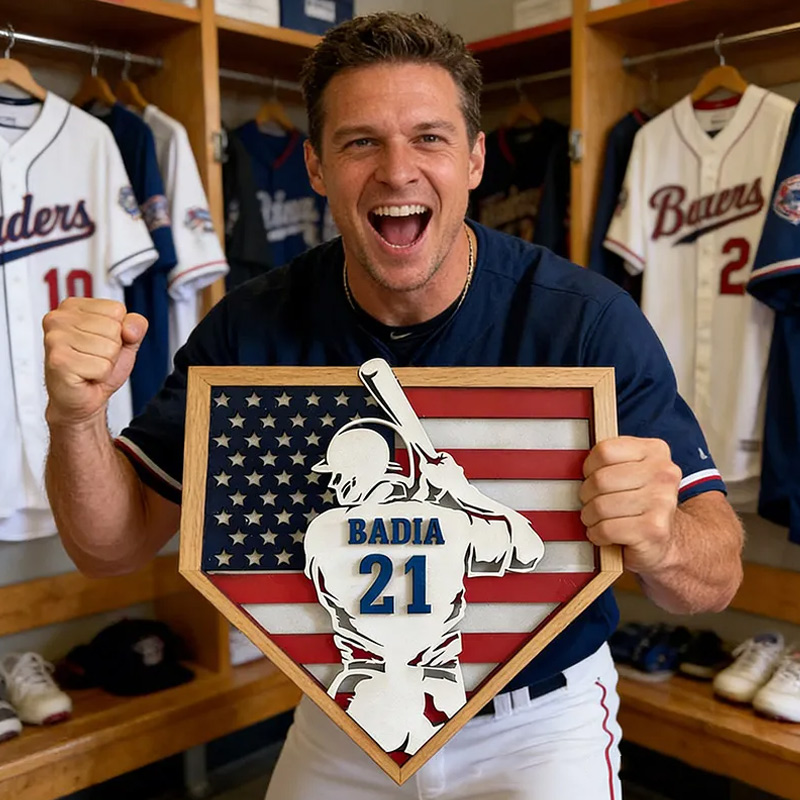 Personalized Baseball Name Sign 3D Baseball Plaque Gift for Baseball Lovers