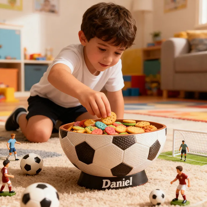 Personalized Soccer Snack Bowl - Custom Name Soccer Shaped Snack Holder for Game Day, Tailgating & Sports Fans
