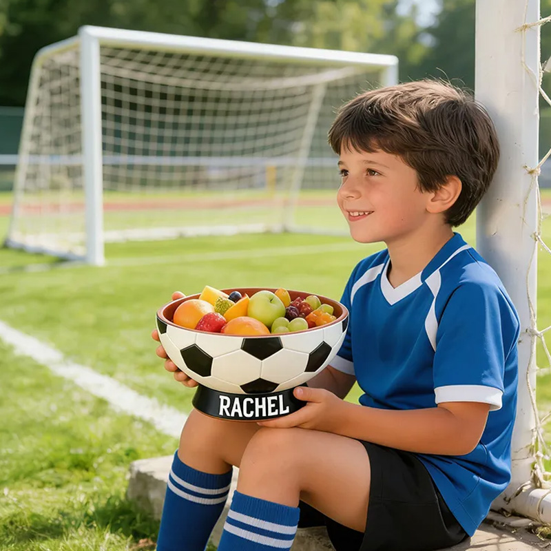 Personalized 3D printed Soccer Ball Snack Bowl with Custom Name TV Snack Bowl Match Day Gift for Football Fans Sports Lover Gift Dad Gift