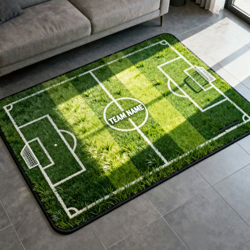 Personalized Soccer Field Rug with Custom Team Name for Kids' Rooms