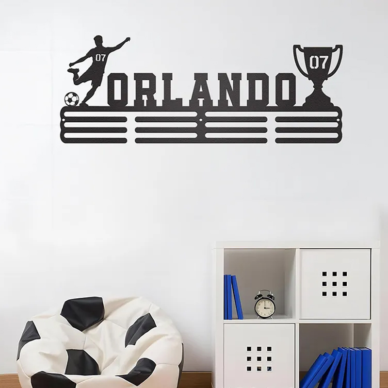 Personalized Soccer Medal Holder with Custom Name and Player Design for Soccer Player and Lover