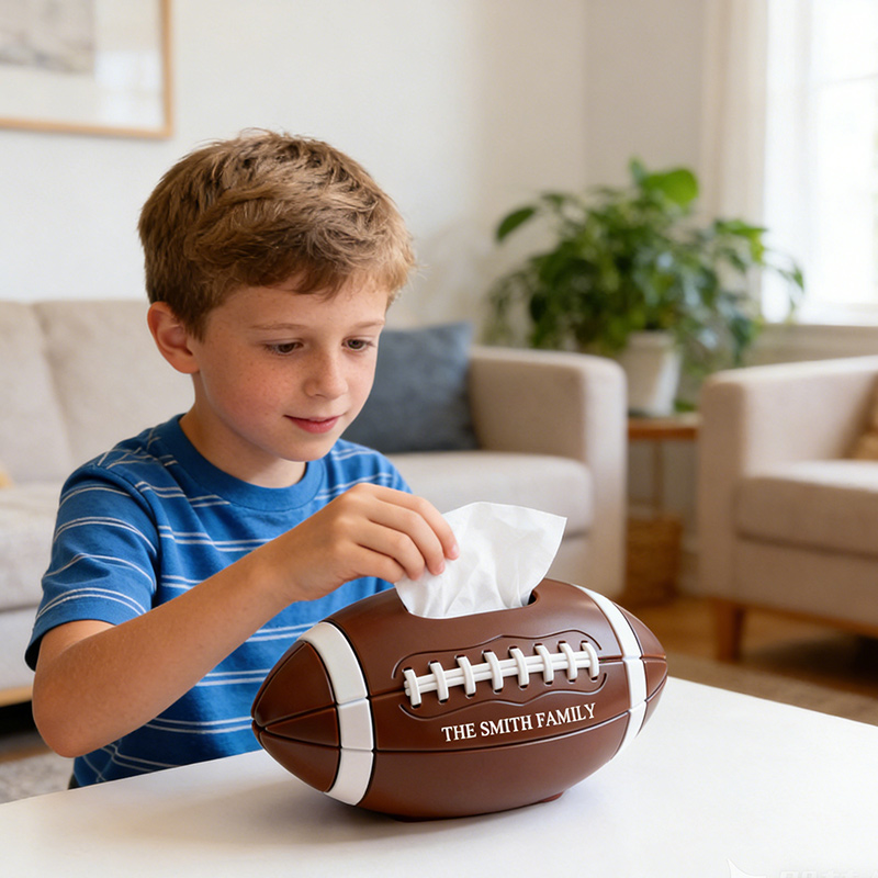 Personalized Football Tissue Box Family Tissue Boxes Football Fan Customized Text Gift for Family