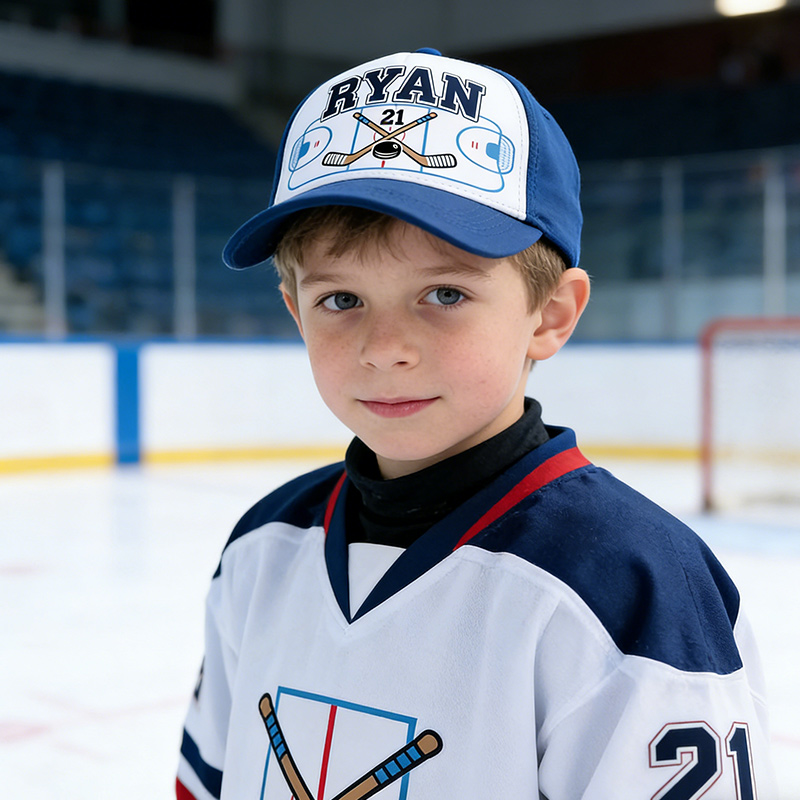 Personalized Hockey Cap with Custom Name and Number Design